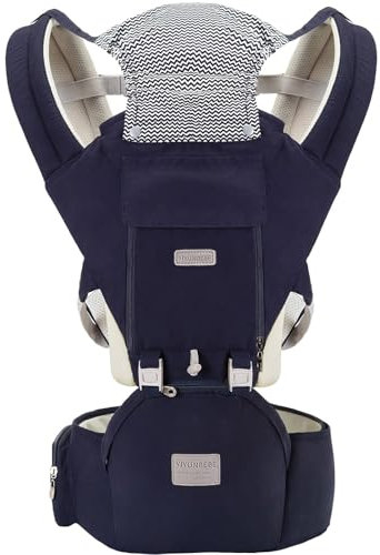 YIYUNBEBE Neugeborenes Babytrage Baby Rucksack Babytrage vorne und hinten, tragbar dunkelblau