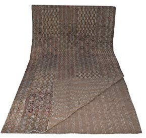 Sophia-Art California King/King/Twin Size Bohemian Hand Block Ajrak Vintage Print Tagesdecke Kantha Decke Bettüberwurf Sofa Cover Hand Stitch Throw Quilt (Brown Patch Print, King 90108)