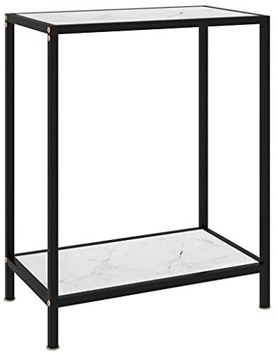 vidaXL Tavolo Consolle Elegante Moderno Tavolino Servizio Arredi Interni Ingresso Soggiorno Mobili Casa Bianco 60x35x75 cm in Vetro Temperato