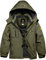 GEMYSE Jungen Skijacke Winter Wasserdicht Winddicht mit Kapuze Outdoor Regenjacke Fleecejacke (Armeegrün,152-158)