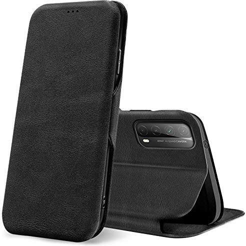 CoolGadget Klapphülle für Huawei P Smart 2021, PU Leder, Kartenfach, Magnetverschluss, Standfunktion, Rundumschutz - Schwarz