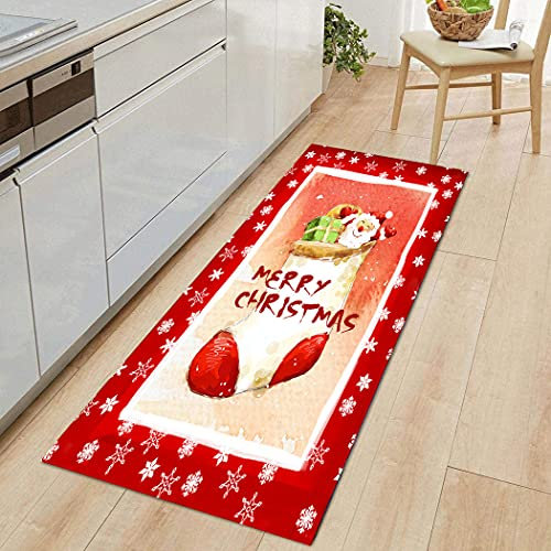 Navidad Decoración Casa Interior Alfombras Navidad Cocina Decoración Navidad Antideslizante Alfombras Infantiles Habitacion Salon Baño Modernas Alfombras Vinilo Pelo Corto (Rojo C,50x80 cm)