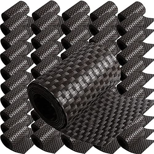 50 x Poly-Rattan Sichtschutzstreifen für Doppelstabzaun Doppelstab Matten Flechtzaun 19|255 cm Dunkelbraun