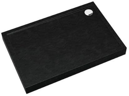 VBChome Acryl-Duschwanne 90x120 cm Schwarz Stone Struktur Siphon Duschtasse Rechteckig Sanitär-Acryl Duschbecken Stabil + Tempoplex