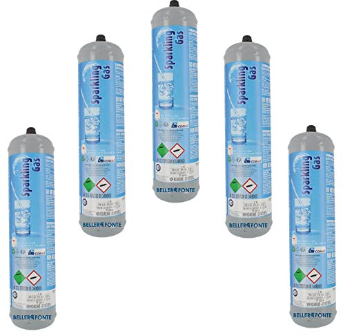 Bellerofonte 5 bouteilles Co2 600 g jetables raccord M11 x 1 Récipient en acier, pression interne de 60 bars à 28 ° C CO2 alimentaire