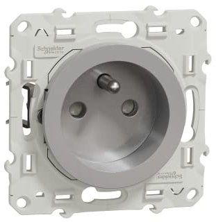 Schneider Electric - Odace - prise de courant 2P+T - Alu - à griffes - 2 connexions rapides par pôle - S535059