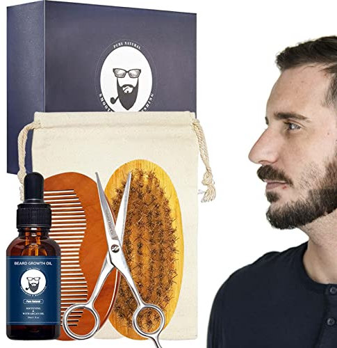 5-teiliges Bart-Set für Männer, männliches Bartpflege-Set für Männer, tragbare Bartölcreme, Kammschere, Geburtstagsgeschenke für Männer, weiter, Freund? Lear-au