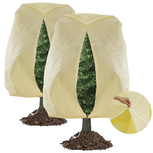 Hydrogarden Winterschutz für Pflanzen Frostschutz,L360 x 250 cm,80 g/m² Stark,Winterschutz Kübelpflanzensacksuper Stark mit Kordelzug,2 Stück