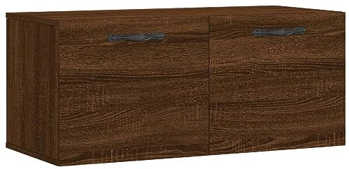 vidaXL Wandschrank, Hängeschrank mit viel Stauraum, Wandmontage Badschrank Medizinschrank, Aufbewahrungsschrank für Wohnzimmer, Braun Eichen Optik Holzwerkstoff