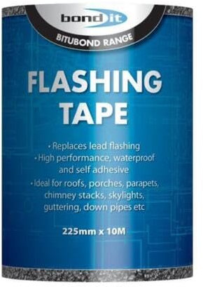 Bond It Flashing Tape Lead Self-Adhesive Roofing Flashband Grey Sizes 100m & 3m Self-Adhesive Bitumen Roofing Flashband (225mm x 10m)