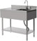 Lavabo mobile in acciaio inox, lavello esterno in acciaio inox, con 1 lavandino (a destra), lavandino portatile e commerciale con rubinetto