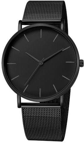 Ziyan Klassische Herren-Armbanduhr, Uhr aus Edelstahl für Herren Herrenuhr Schwarz Geschenke zum Valentinstag (A)