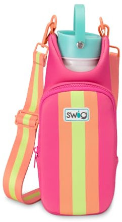 Swig Life Water Bottle Sling Bag, Water Bottle Holder with Adjustable Strap, Carrier Bag with Zippered Phone Pocket, Holds 36oz (Tutti Frutti)