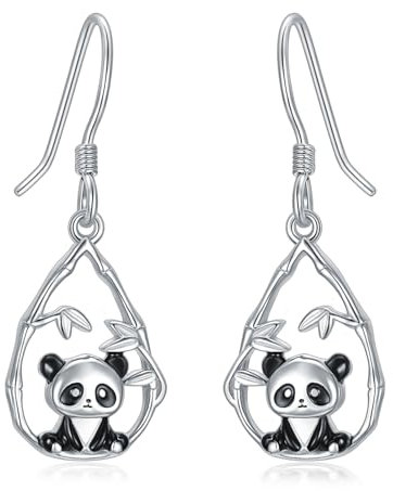 enjoylifecreative Damen Panda Ohrringe 925er Sterling Silber Pandabär Ohrringe Panda Bear Schmuck Geschenke für Frauen Mädchen Panda Liebhaber