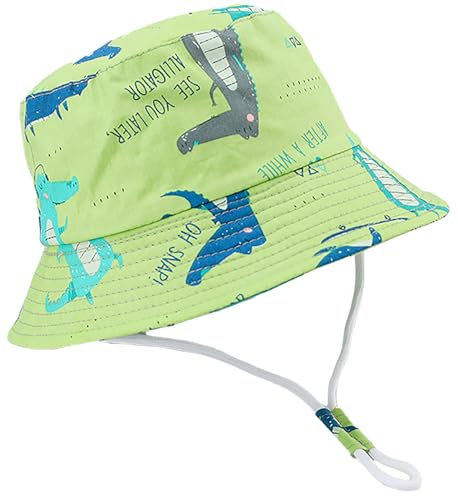 Malaxlx Kleinkind Sonnenhut Fischerhut Baby Krokodile Grün Sommerhut Strandhut UV Schutz Bucket Hat Eimer Hut für 1-2 Jahre Mädchen Jungen