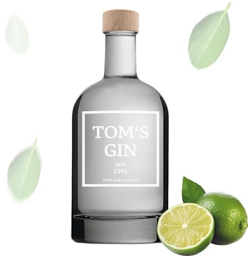 cutful Personalisierte Flasche 500 ml mit Gravur - Spirituosen Flasche zum Befüllen - Geschenkidee für Männer Personalisiert - Personalisiertes Geschenk Hochwertig (Motiv: Gin)