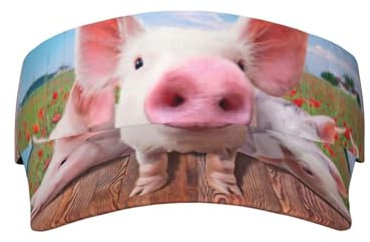 MDATT Lustige Sonnenblende für Tennisschläger und Tennisbälle, Sonnenschutz, Baseballkappe, Tennis-Visier, Unisex-Sonnenhüte, Outdoor-Aktivitätskappe, Lustiges süßes Schwein, One size