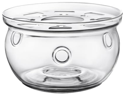 Stövchen für Teekanne, Kerzenwärmer Basis, Kaffeewärmer aus Glas mit Teelichthalter, Tee Stövchen,Teekannen Wärmer Ideal zum Erwärmen von Tee und Kaffee - Teezubehör - 13 x 7 cm