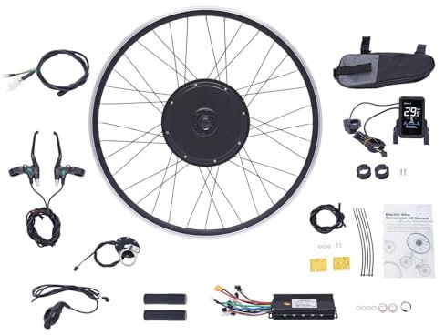 28/29 Zoll E-Bike Umbausatz, Vorder/ Hinterrad Umbausatz, bürstenloser und getriebeloser Motor, V-Brake Scheibenbremse Fahrradumbausatz, DIY Elektrofahrrad mit LCD Display, 48V 1000W. (Vorderrad)