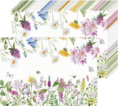 Tarklanda 50 tovagliette di Carta Floreale tovagliette USA e Getta Fiore ed Foglie tovagliette in Carta 40x28 cm, Decorazione Tavolo da Pranzo per Cucina, Vacanze, Feste