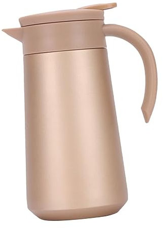 KICHOUSE Jarra De Café De Acero Inoxidable Doble Capa Cafetera Asa Para Hogar y Tiendas De Café Dorado