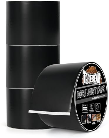 TAPEBEAR Butylband Dichtungsband Wasserdichtes 100mm×15m, Dach Reparaturband Butyl Klebeband Selbstklebend Bitumenband Korrosionsschutz für Holzbalken und Balken, 4 Rollen