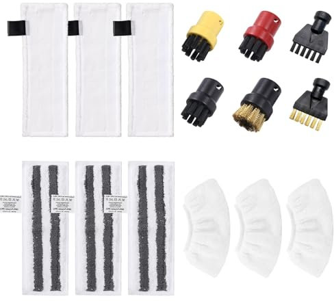 Set di 15 pulitori a vapore compatibili con pulitore a vapore Kärcher EasyFix SC 2, SC 3, SC 4, SC 5 (3 panni in microfibra + 3 panni abrasivi + 3 panni per bocchetta + 2 spazzole per fughe + 4