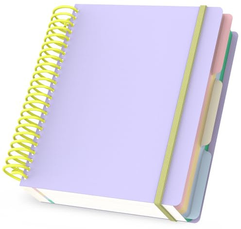 Yarotm Cahier Ligné A5-1 PC Carnet Spirale 16.3x20.5cm - 90g/m² Papier Ligné Bloc Note A5-120 Feuilles/240 Pages Cahier de Note A5 - Pourpre Carnet de Voyage Couverture Souple et Spirale