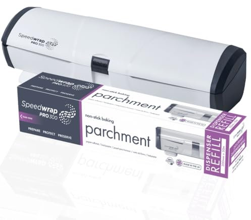 PROWRAP Speedwrap Pro 300 Distributeur de haute qualité avec cutter avec film étirable, feuille d'aluminium ou kit de parchemin pour la cuisine | Comprend 1 rouleau | Solution d'emballage alimentaire