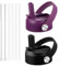 Straw Lid for Hydro Flask Wide Mouth Water Bottles, Top Lids with Straw Compatible with Hydro Flask 32 40 oz, Replacement Cap Wide Mouth Accessories Flip Lid Flex Handle, Black+Eggplant 2 Pack