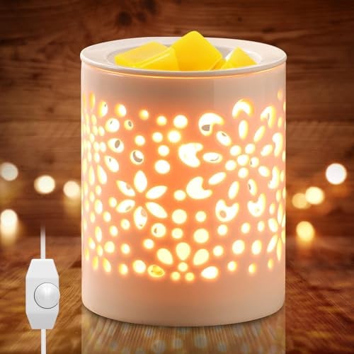 BORDEAG Wachsschmelzwärmer - Keramik Duftlampe, Elektrische Duftlampe, Aromalampe für Duftwachs, Duftlampe aus Keramik, Raumduft mit Teelicht, Stövchen für ätherische Öle für Office Yoga Schlafzimmer
