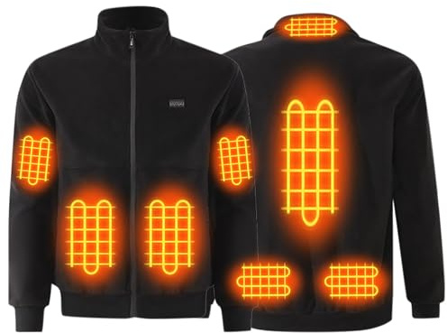 Neu Beheizbare Jacke Herren Damen, Teddy-Fleece Beheizte Jacke mit 8 Heizzonen, 3 Einstellbar Temperaturfür Wärmejacke, USB Elektrische Heizjacke Winddicht Winterjacke für Motorrad Outdoor Skifahren
