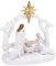 Weihnachtskrippe mit Lichtern, modellierte, handbemalte Krippenfigur, Heilige Familie Szene in Weihnachtskrippe Krippen-Sets