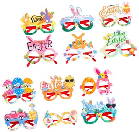 PACKOVE 12stücke Osterbrillen Bunte Partybrillen Für Erwachsene Lustige Accessoires Für Osterfeiern Vielseitige Designs Mit Hasen Und Ostereier-themen