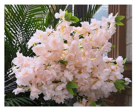 MTKSFDC KüNstliche Blumen Künstliche Kirschblüte, rosa, weißer Kirschbaum, Seidenblume, Frühlingskirsche, DIY Bonsai-Bogen, Hochzeits-Requisiten, Heimdekoration(A4 Champagne pink)