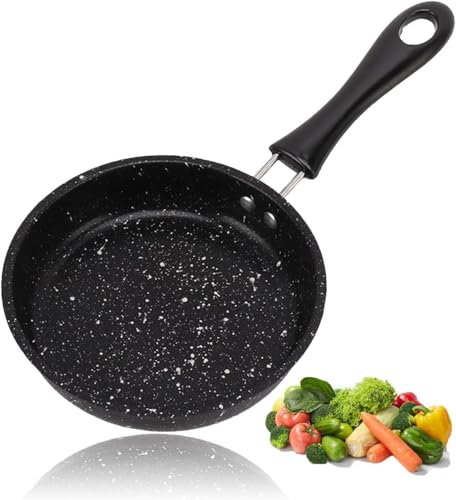 LIAESMART Kleine Pfanne, 12 cm Tragbar Mini Bratpfanne Antihaftbeschichtet Pfanne Klein Eierpfanne Induktion Omelettpfanne für Camping, Kochen, für Gasherd, Induktionsherd