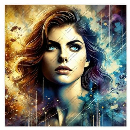 ZYGNBHL Alexandra_Daddario Ölgemälde-Stil, Leinwand-Dekoration, Poster, 40 x 40 cm