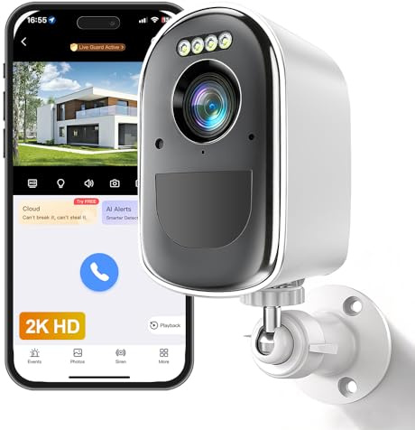 Home Security Cameras Wireless Outdoor with Motion Detect, 2K Night Vision Outside Camera for Home Security Support SD/Cloud Storage, WiFi Battery Operated Security Cameras for Indoor Outdoor Monitor