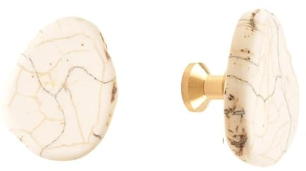 IUVYTA Möbelgriffe aus weißem Stein, Messing, für Kommode, Schrank, Kleiderschrank, Schublade, Türknäufe und Wand-Kleiderhaken (weiß, Schrankgriffschraube)