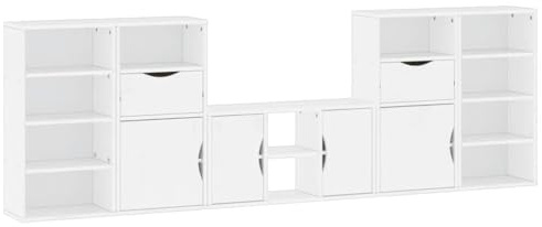 Favemtsl Wohnwand ODDA aus massiver Kiefer Weiß 79x40 cm TV Lowboard mit Stauraum Modular kombinierbar für Wohnzimmer & Schlafzimmer
