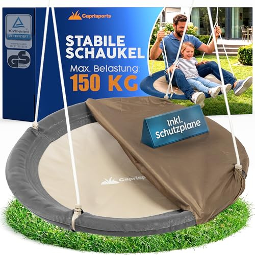 Nestschaukel Outdoor - [inkl. Abdeckhaube] - TÜV/GS geprüft - Höhenverstellbare Schaukel Outdoor und Indoor für Kinder und Erwachsene - bis 150 kg - Netzschaukel oder Korbschaukel
