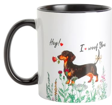 Taza de perro salchicha, taza de café, taza de perro salchicha, taza de cerámica - Impresión por ambos lados, taza de café de 350 ml para amantes del perro salchicha, regalo divertido para oficina