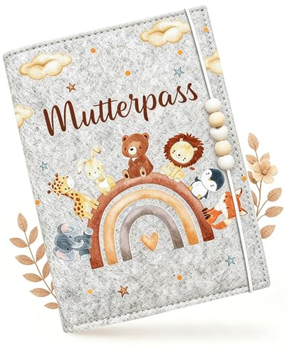 Filz Mutterpass Schutzhülle mit Fächern für Deutschland & Österreich | Mutterpasshülle für Impfpass & Dokumente, Hülle Mutterpass als Geschenk für Schwangere, Schwangerschaft Geschenk