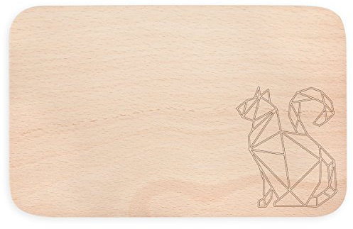 JUNIWORDS Frühstücksbrettchen aus Holz mit Origami-Muster - Wähle ein Motiv - Katze
