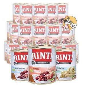 Rinti 30 x 800g Kennerfleisch Nassfutter aus 19 Sorten frei wählbar und MIOMERA gratis Snack dazu