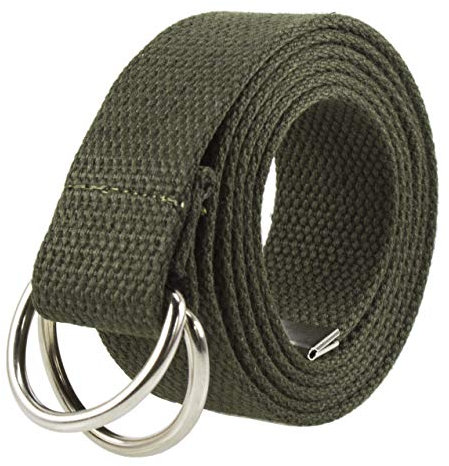 Gelante Canvas Web D-Ring-Gürtel, silberfarbene Schnalle, Militär-Stil, für Damen und Herren, 1 oder 3 Stück, Oliv/Blatt für mich (Leaf It to Me), S/M (30-35 Waist)