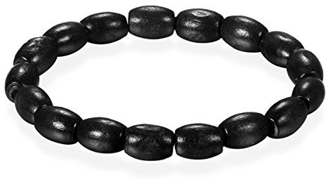 Flongo Gebetkette Armband, Holz Armband Kette Gesundheitskette tibetisch-buddhistische Gebetskette Buddha Schwarz olivenartige Kugel Perle Perlen Gebet Buddha Gebet Mala Damen, Herren