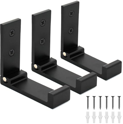 YOCZOX 3 PCS Foldable Aluminum Wall Mount Coat Hooks Coat Bag Hangers Black | Space-saving foldable design, Premium frosted aluminium alloy, waterproof rustproof for bathroom kitchen long-term use