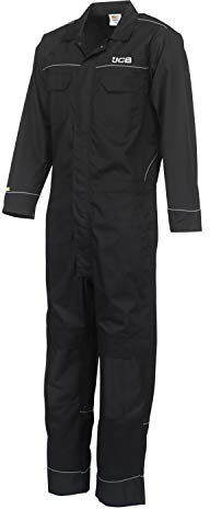 JCB Trade Coveralls Mens Knee Pad Heavy Duty Overalls Boilersuit Work Mechanics (Black, XX-Large)