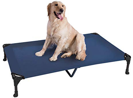 Veehoo Cooling Elevated Dog Bed - Portable Raised Pet Cot with Washable & Breathable Mesh, No-Slip Rubber Feet for Indoor & Outdoor Use, Oversize Package, X Large, Blue